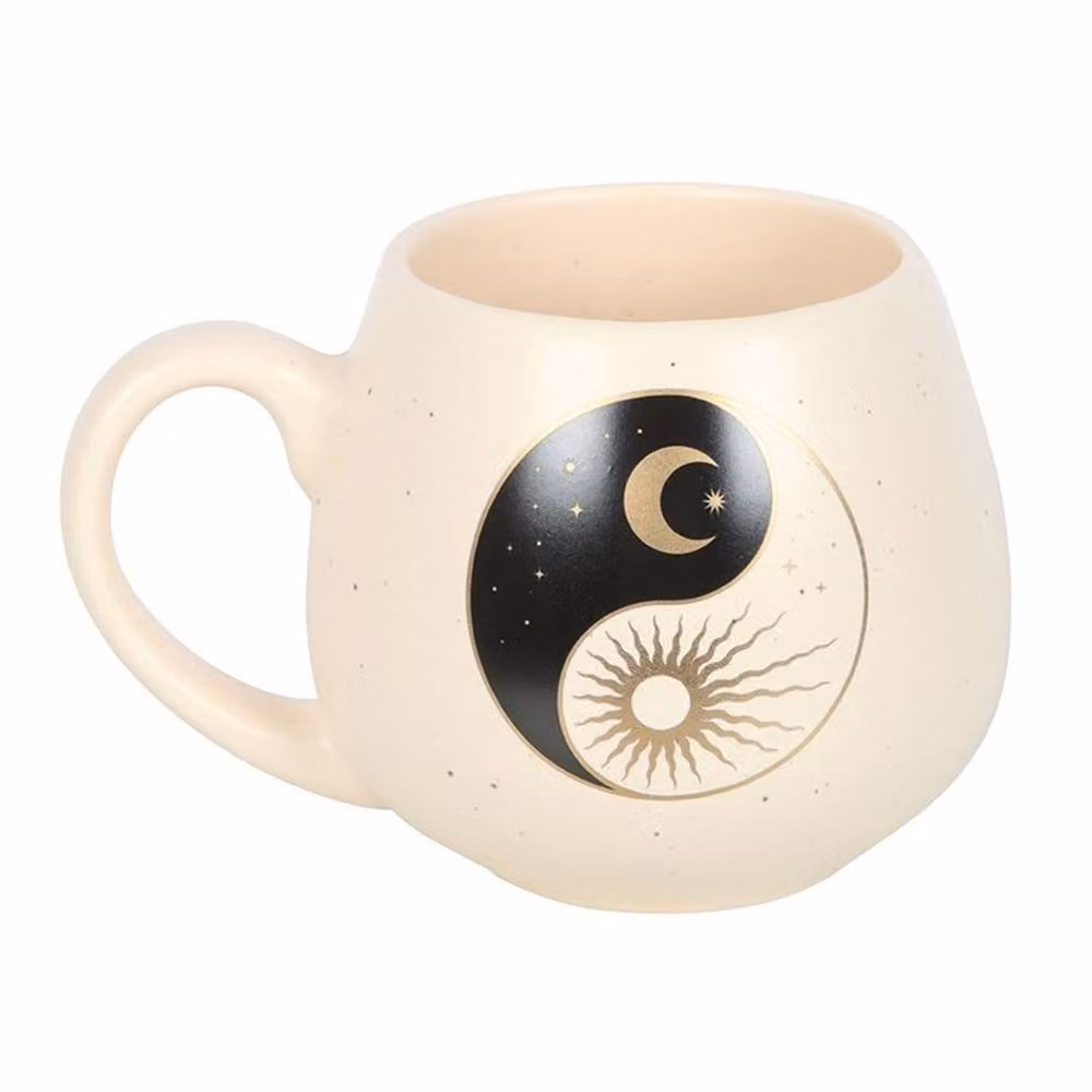 Uniqueful Yin Yang Rounded Ceramic Mug in Beige, 550ml – 2