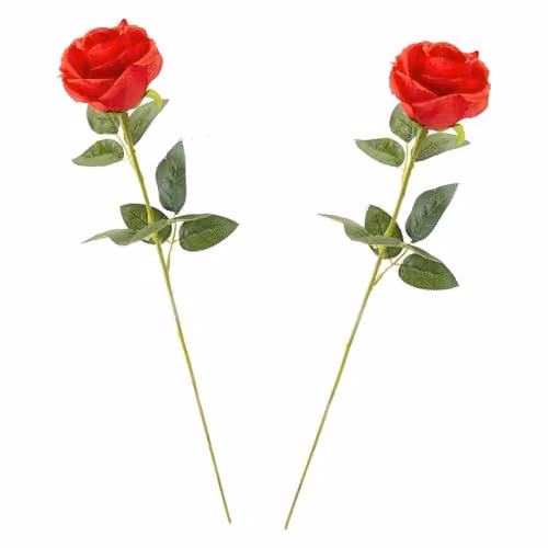 VFM e-Store Set of 2 Red Artificial Long Stem Roses, H 63 cm x W 8 cm – 1