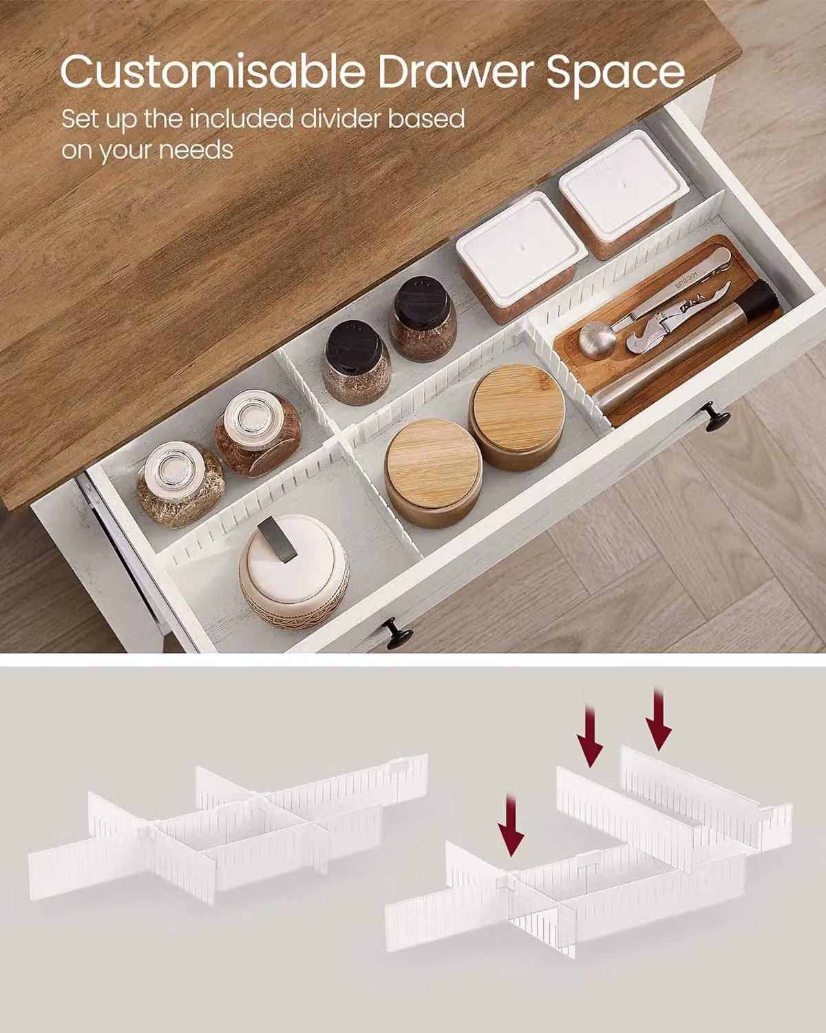 VASAGLE Sideboard Cabinet with Drawer, Doors and Adjustable Shelf in White – 2