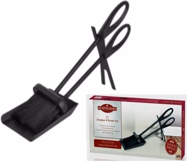 Hearth and Home Black Cast Iron Dustpan and Brush Set