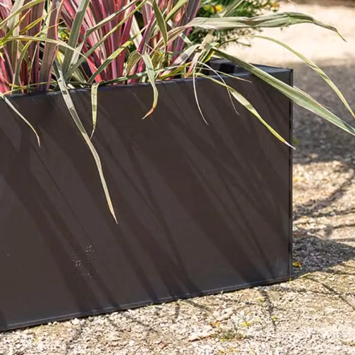 Primrose Black and Grey Galvanised Steel Rectangular Garden Planter Tub – 8
