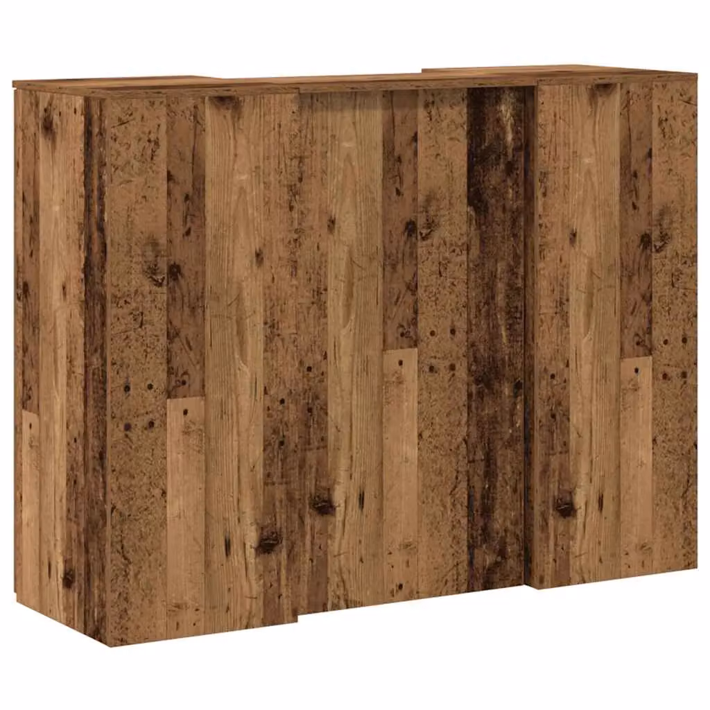Berkfield Home Old Wood Reception Desk in Brown Engineered Wood W/D/H: 135 x 50 x 103.5 cm – 3