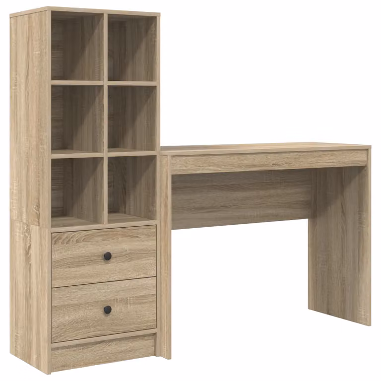 Berkfield Modern Writing Desk with Storage in Sonoma Oak and Taupe