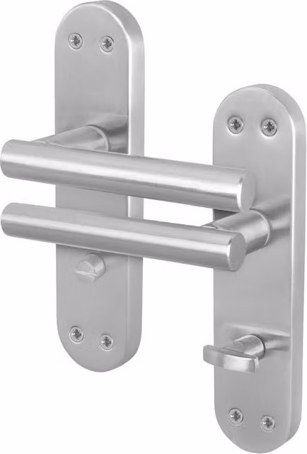 AFIT Satin T-Bar Bathroom Privacy Lever Backplate Pair in Silver, W/D/H: 15.0 x 15.0 x 15.0 cm – 1