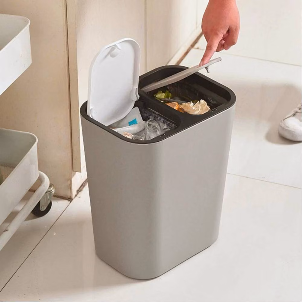 Kelvenix 15L Double Recycling Bin with Flip Lid, White – 3