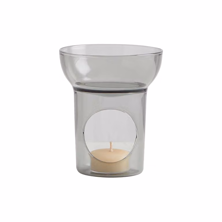 Maison Balzac Smoke Grey Glass Essential Oil Burner for Tealights