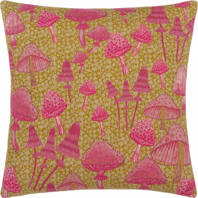 Make it a Home Mushroom Fields Abstract Square Cushion in Purple Polyester and Cotton