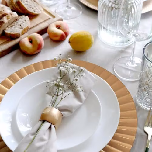 Argon Tableware 12pc Gold Flute Round Charger Plate Set with Coasters, Diameter: 33 cm – 2