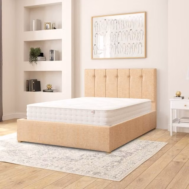 Aspire Hepburn Double Ottoman Storage Bed in Champagne Firenze Velour Fabric