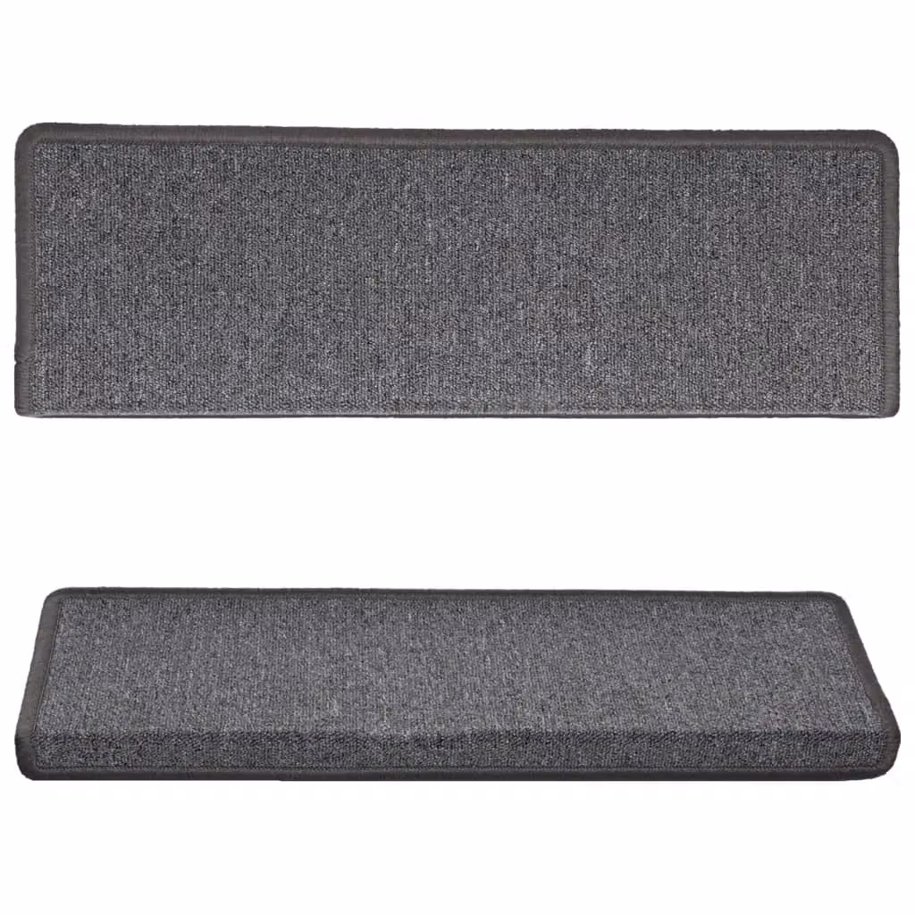 Berkfield Home Self-Adhesive Carpet Stair Treads, 15 Pieces, Dark Grey, W: 65 cm, D: 21 cm, H: 4 cm – 3