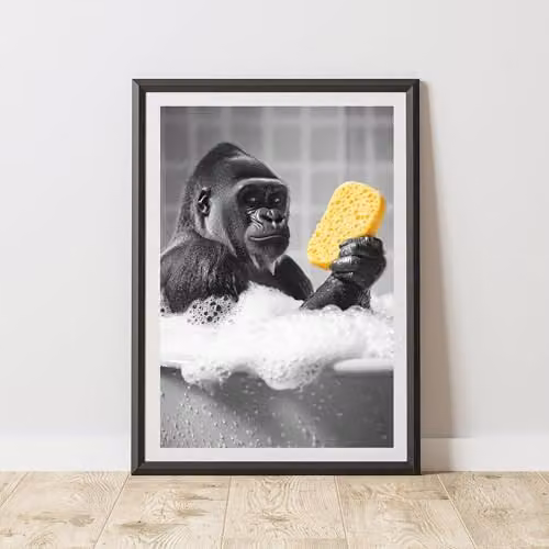 60 Second Makeover Gorilla Sponge Animal Print Paper Poster, A4, Multicolour