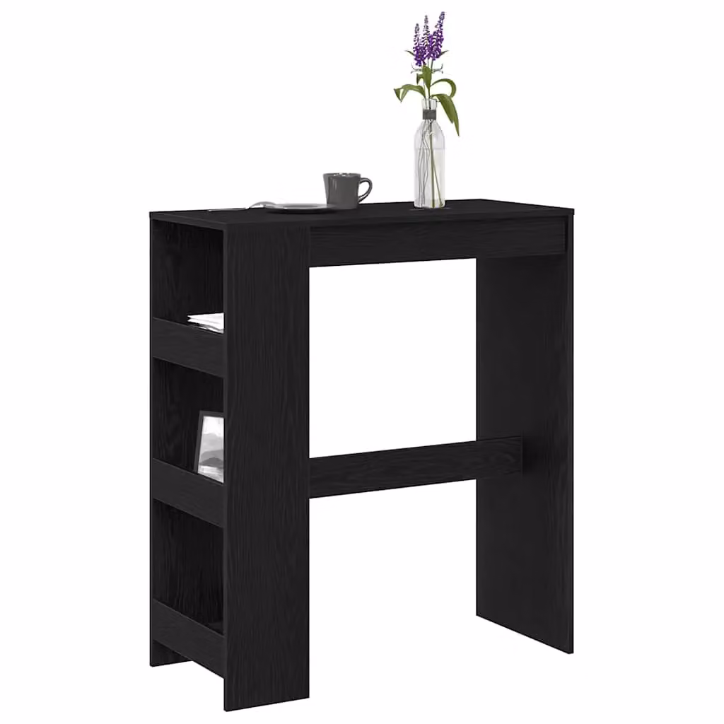 Berkfield Home Bar Table with Racks in Black Oak, W: 90 cm, D: 40 cm, H: 103.5 cm – 4