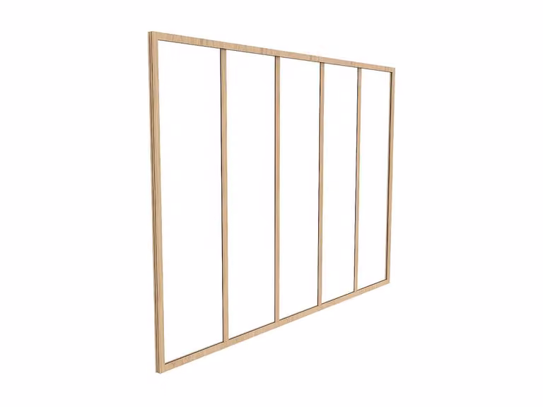 Vente-unique Powder-Coated Aluminium and Glass Partition in Light Oak, W: 150 cm, H: 105 cm