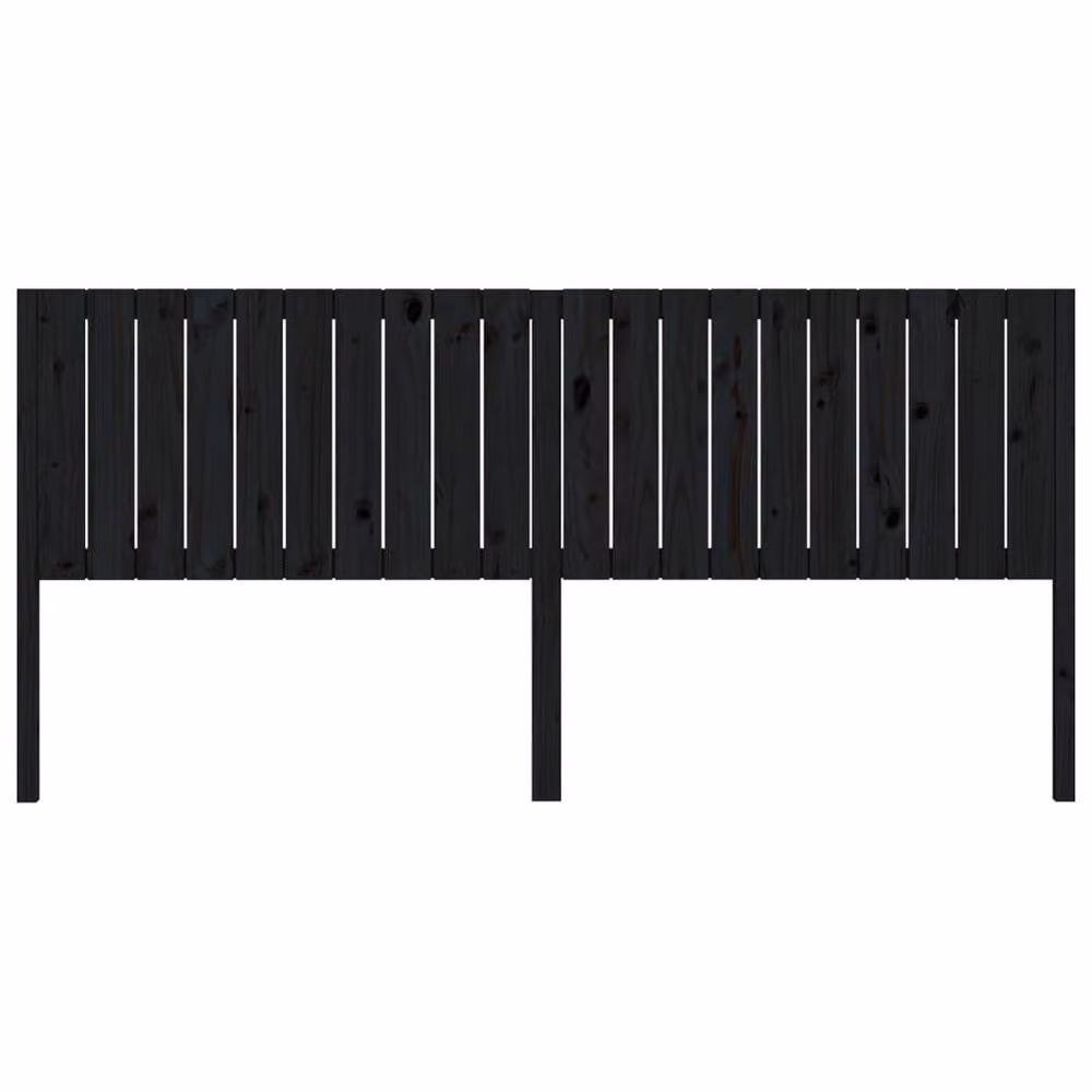 Berkfield Home Black Solid Pine Wood Bed Headboard, W: 205.5 cm, D: 4 cm, H: 100 cm – 3