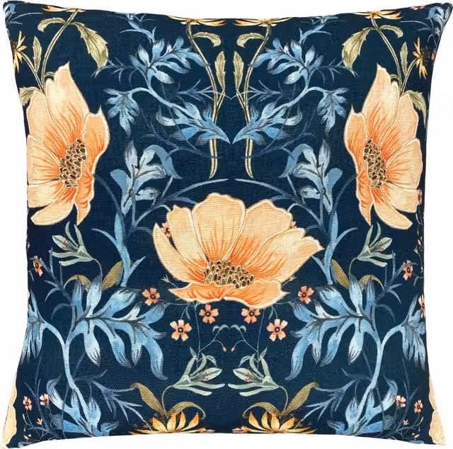 Make it a Home Heritage Peony Floral Cushion in Blue Polyester