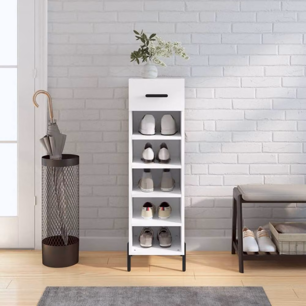 Berkfield Home White Wall Mounted Shoe Cabinet with Internal Shelves and Doors, W/D/H: 30 x 35 x 105 cm – 2