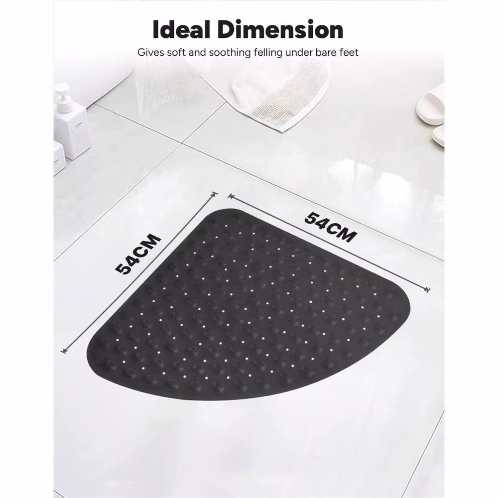 Nordara Black Anti-Mould Non-Slip Corner Shower Mat W/D: 54 x 54 cm – 2
