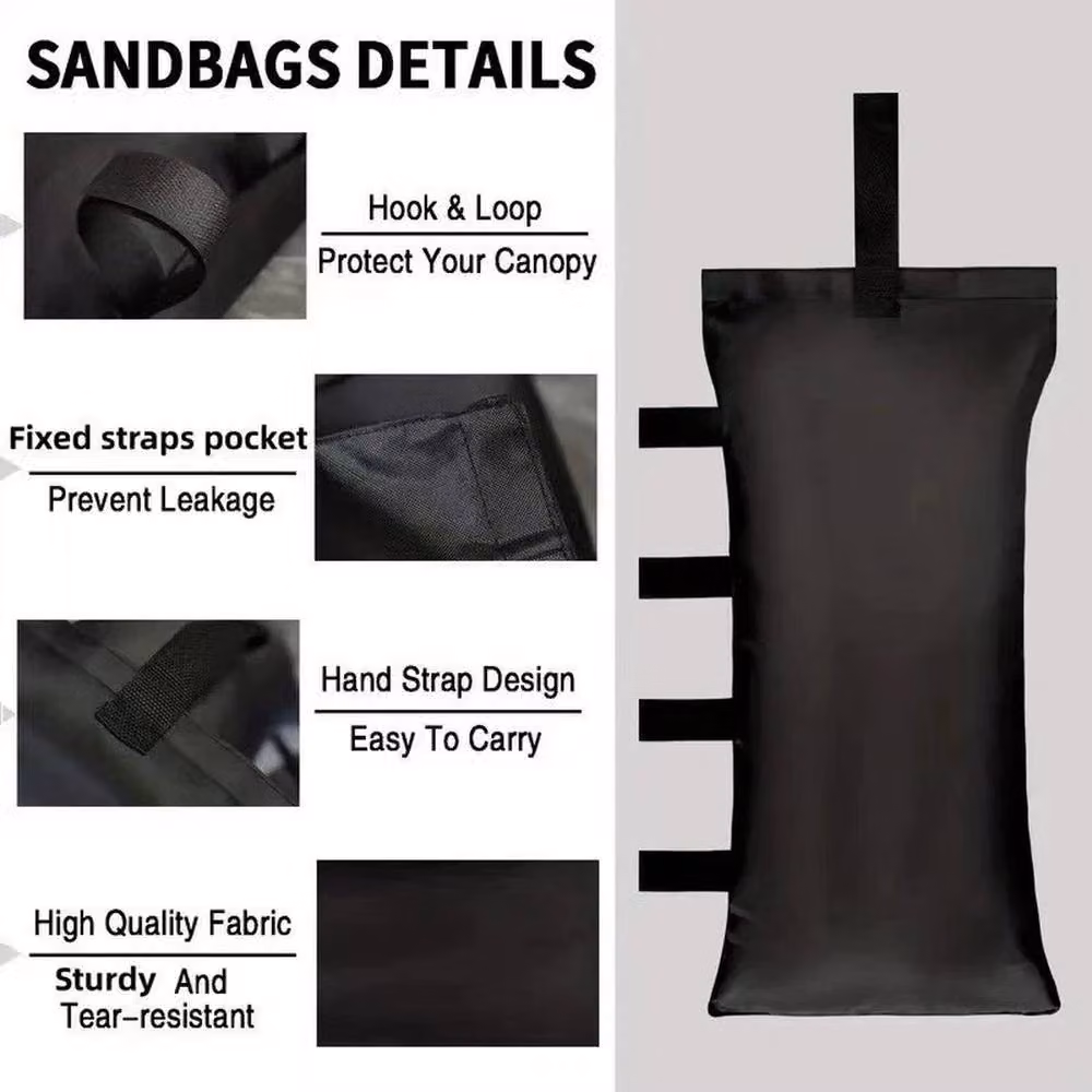 NESTLUNE 4 Pack Heavy Duty Large Gazebo Sand Bag Weights in Black, W: 100 cm, H: 15 cm, D: 15 cm – 4