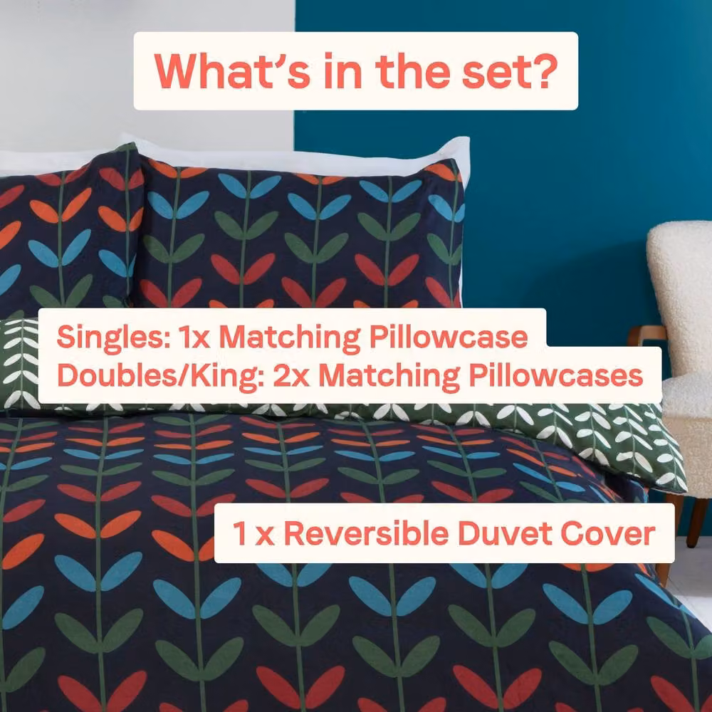 Rapport Home Jules Reversible Floral Microfibre Duvet Cover and Pillowcase Set, Blue, W/D/H: 135 x 200 cm and 50 x 75 cm – 4
