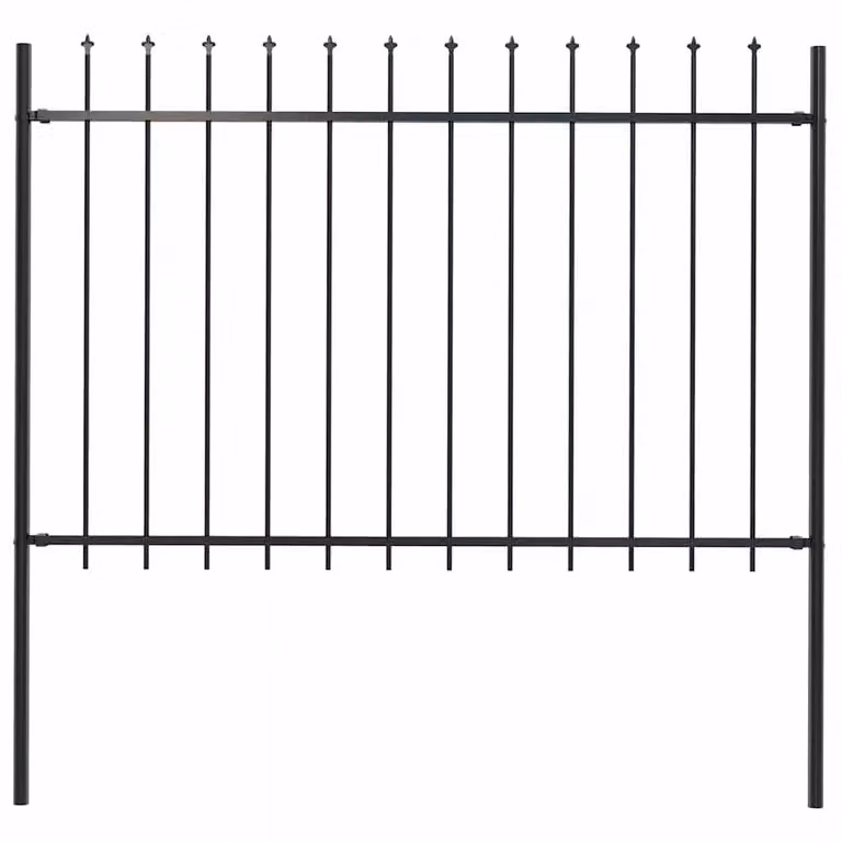 Berkfield Home Elegant Spear Top Garden Fence, Powder-Coated Steel, Black, H 170 cm x W 120 cm