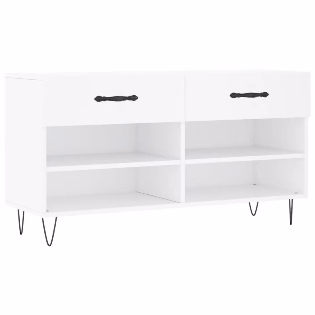 Berkfield Home White Shoe Bench, W/D/H: 102 x 35 x 55 cm – 2