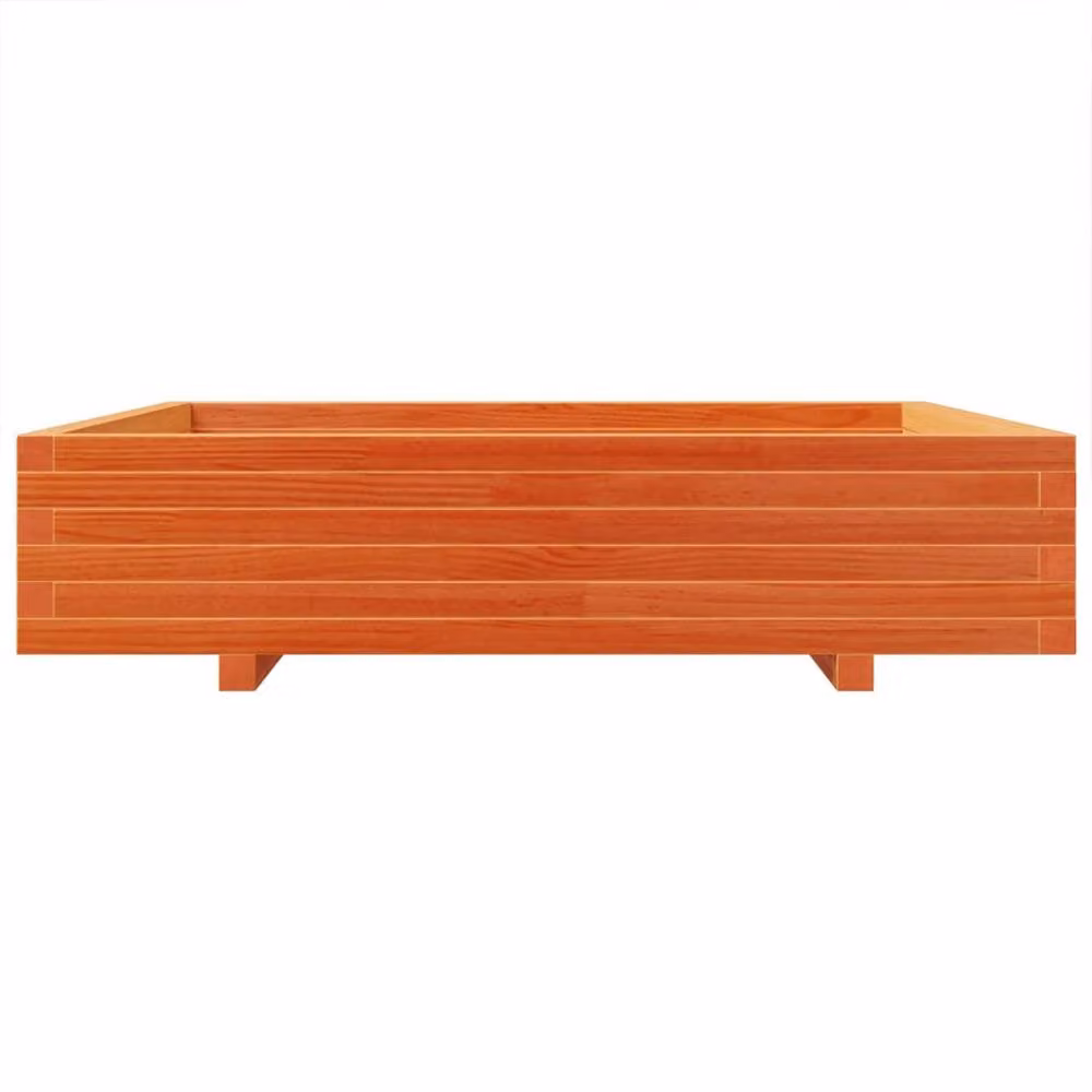 Berkfield Home Waxed Pine Garden Planter in Brown and Burnt Orange, W/D/H: 110 x 110 x 26.5 cm – 2