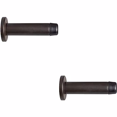 Loops 2 Pack Rubber Tipped Cylinder Doorstop with Rose, Wall Mounted, Matt Bronze – 1