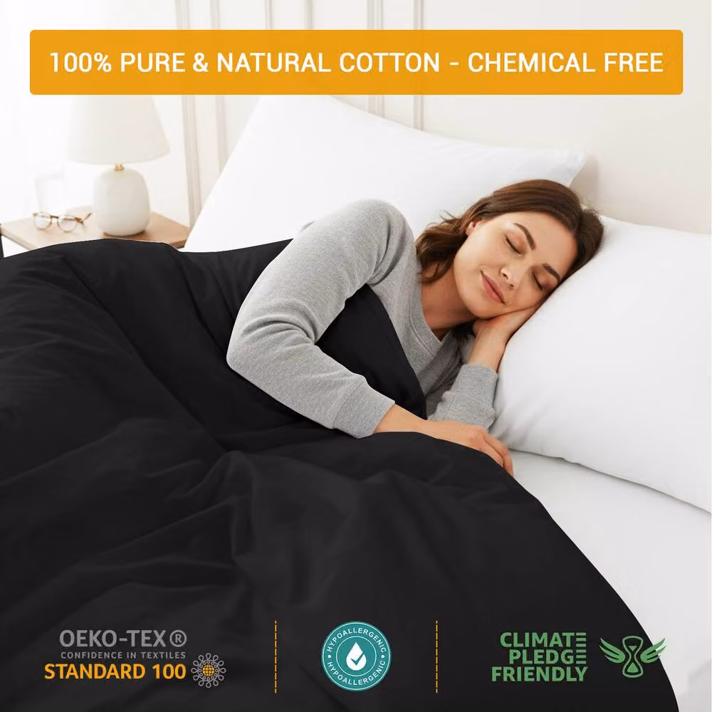 Pamposh 400TC Mako Cotton Sateen Duvet Cover Set in Black, Size: 200 x 200 cm – 5