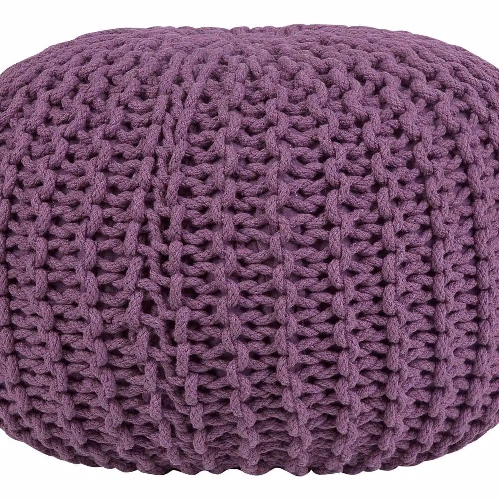 Wyld and Coco Cozy Nest Purple Knitted Pouf Ottoman, W/D/H: 50 x 35 x 35 cm – 2