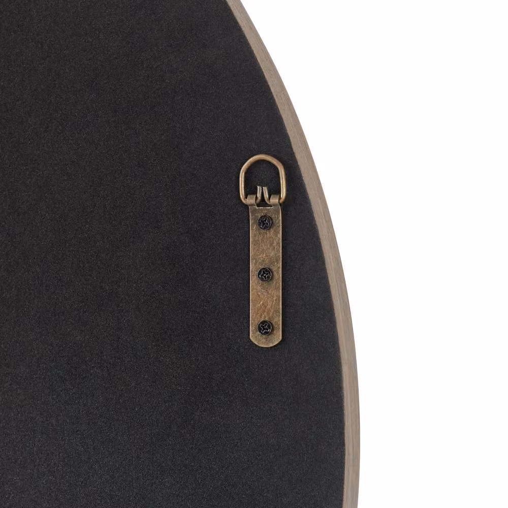 FurnitureboxUK Inga Round Wall Mirror in Brown Walnut Wood, Diameter: 80 cm – 3