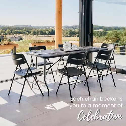 Novecrafto Heavy Duty Folding Chair in Black with Powder Coated Steel Frame, H 79 x W 45 x D 45 cm – 7
