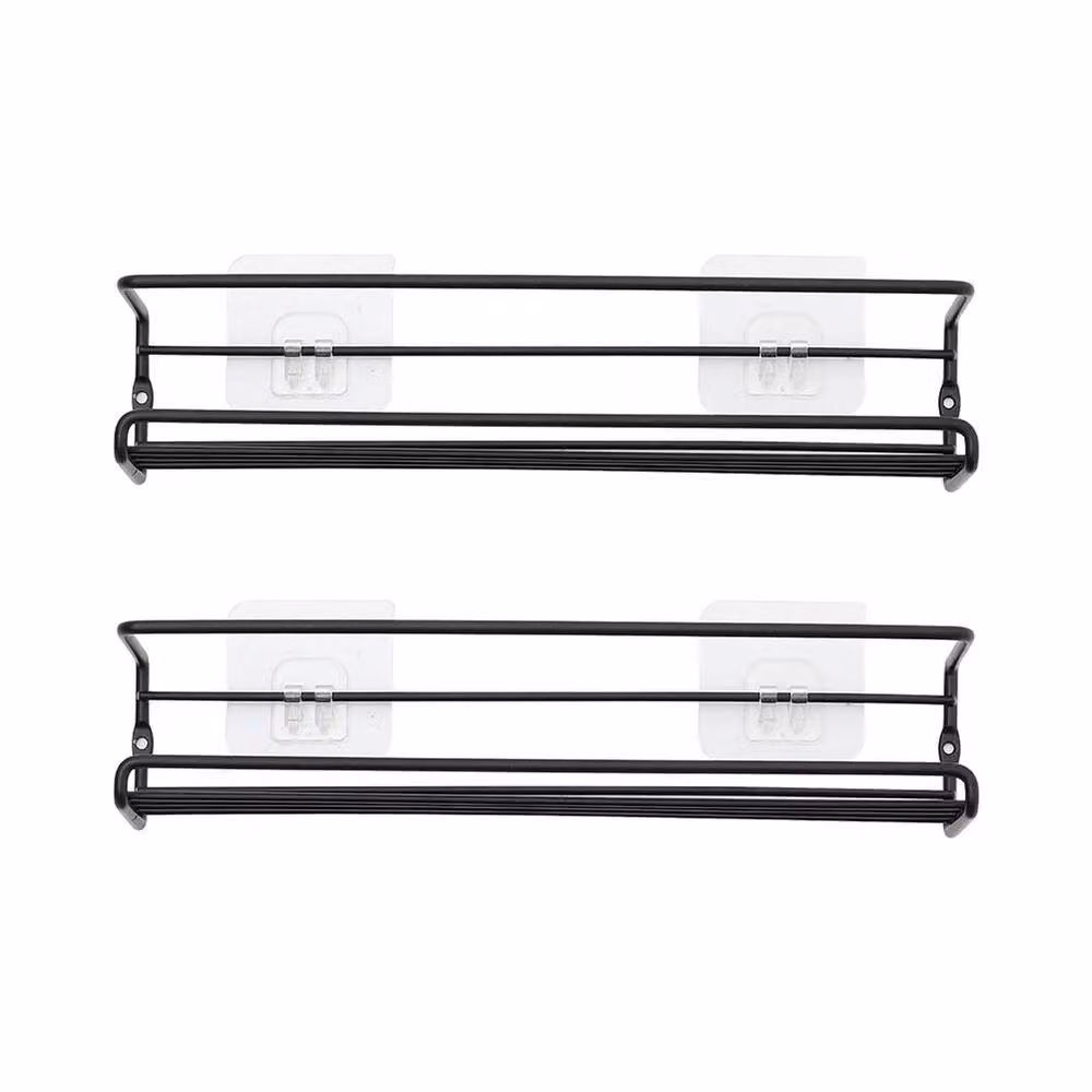 Garden Sanctuary Set of 2 Black Metal Wall-Mounted Spice Racks – 2