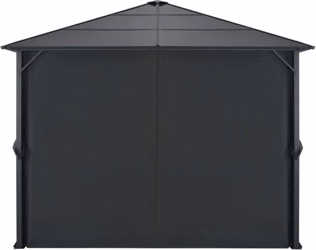 Berkfield Home Aluminium Gazebo with Curtains, Black, W/D/H: 300 x 300 x 260 cm