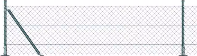 Berkfield Home Green Galvanised Steel Chain Link Fence with 7 Flanged Posts, W: 10 m, H: 0.4 m – 1