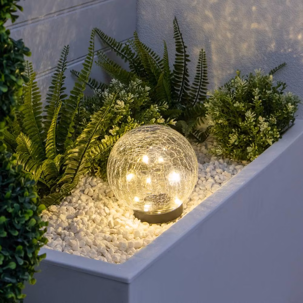 Gardenwize Solar Crackle Glass Ball Outdoor Garden Light, Black, Diameter: 15 cm – 3