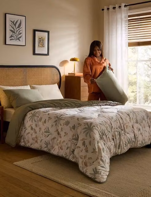 Nightlark Palm 10.5 Tog Coverless Microfibre Duvet and Pillowcase Set in Khaki Mix