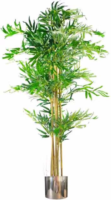 Dyzi Artificial Bamboo Tree with Metal Planter in Green and Brown
