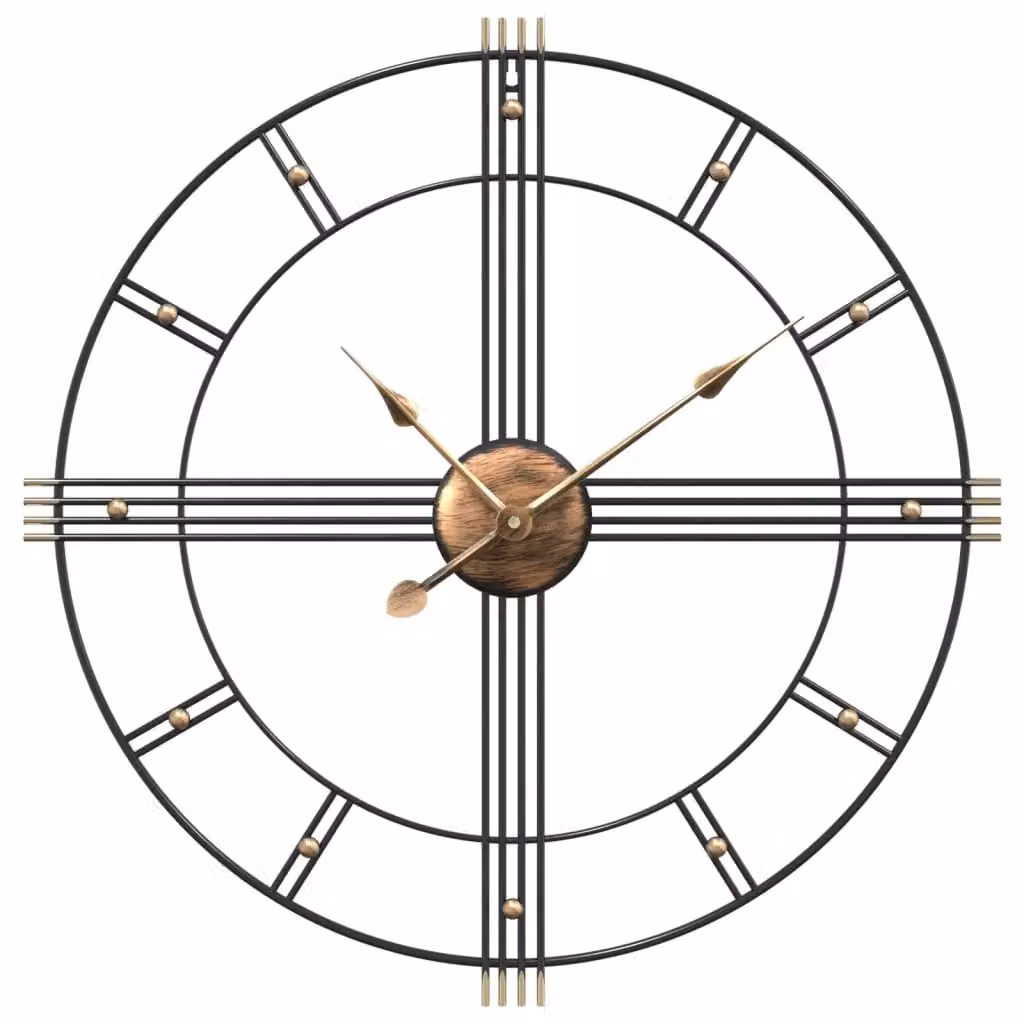 Berkfield Home Black Round Metal Wall Clock with Silent Quartz Movement, Diameter: 60 cm – 2