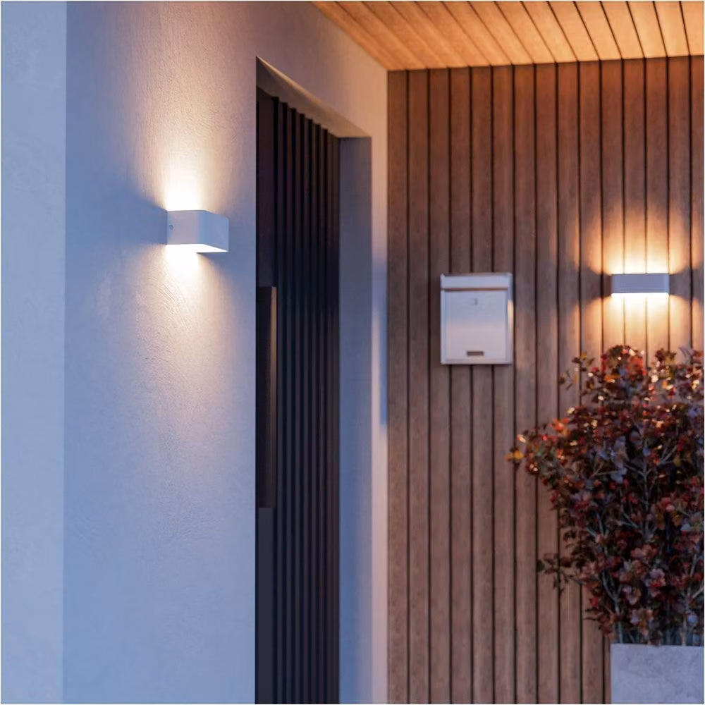Loops Modern White LED Up and Down Wall Light with Warm White Bulb Included – 2