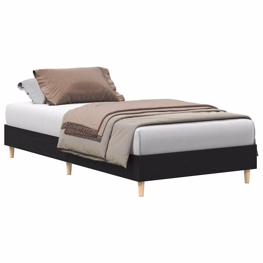 Berkfield Home Black Oak Bed Frame W/D/H: 190 x 75 x 25 cm – 3