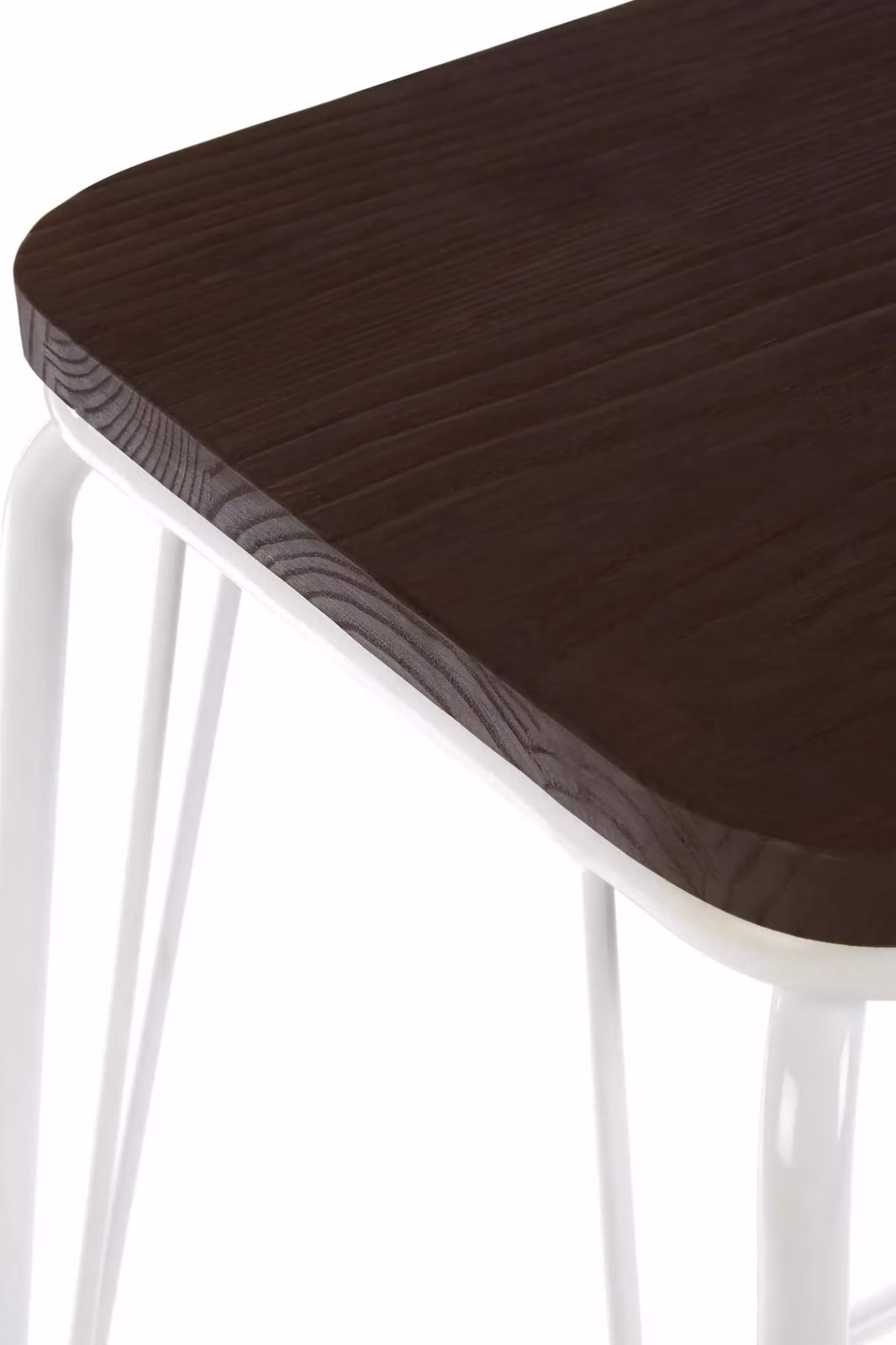 Orsina Industrial Metal and Elm Wood Stool in White and Silver – 3