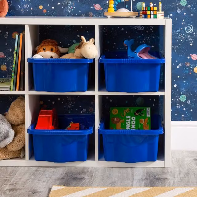 Wham Set of 4 Stackable and Store Boxes, Blue, 16l
