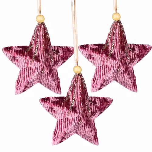 SHATCHI 3-Piece Pink and Gold Star Christmas Tree Hanging Decorations, 10.5 cm – 1