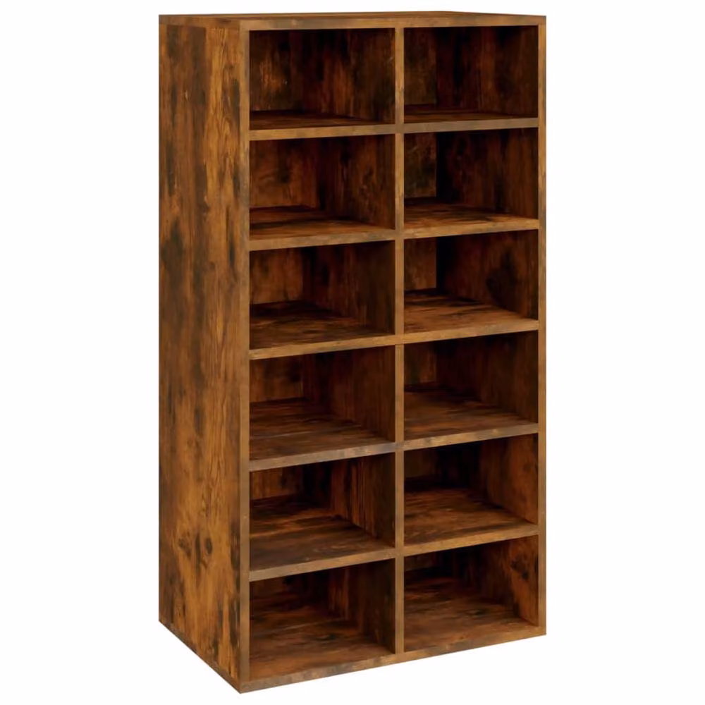 Berkfield Home Smoked Oak Shoe Rack in Brown, W/D/H: 54 x 34 x 100.5 cm – 3