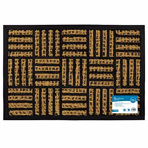 JVL Alba Woven Tuffscrape Doormat in Brown and Beige, W: 40 cm, D: 60 cm