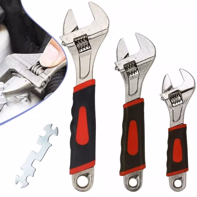 SPETLEK 3-Piece Adjustable Wrench Spanner Set in Multicolour Steel