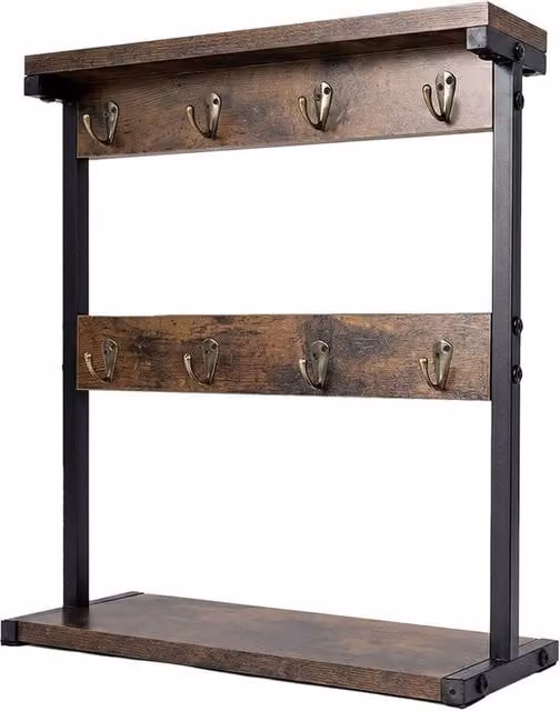 KORVIXA Brown Wood Coffee Mug Holder Stand with Shelf – 1