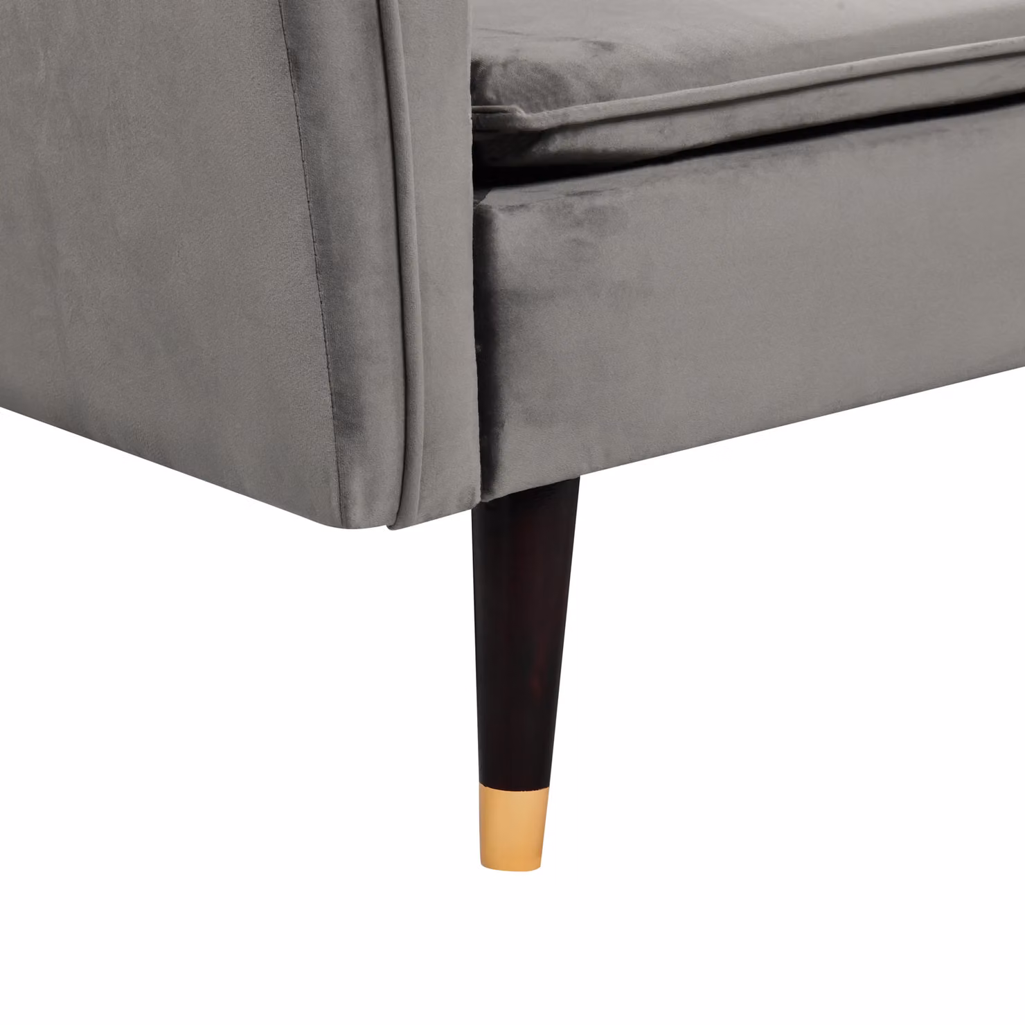 Comfy Living Ltd Grey Plush Velvet Tufted Click Clack Sofa Bed with Black and Gold Metal Legs – 4