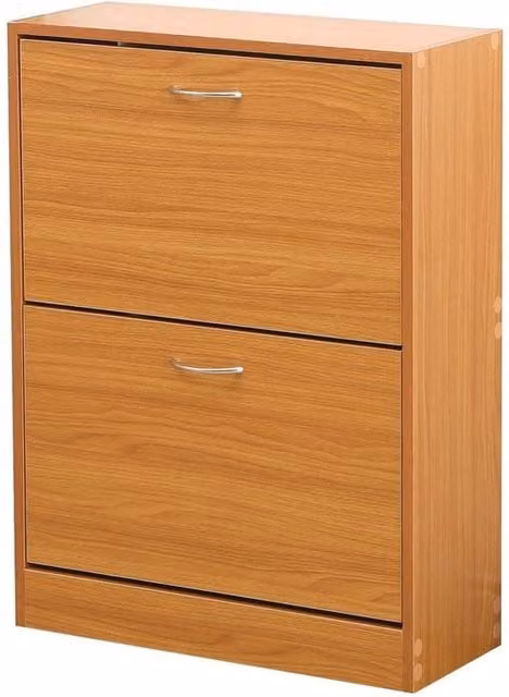 FORGEVIO Natural Pine 2 Drawer Shoe Cabinet for Bedroom and Hallway