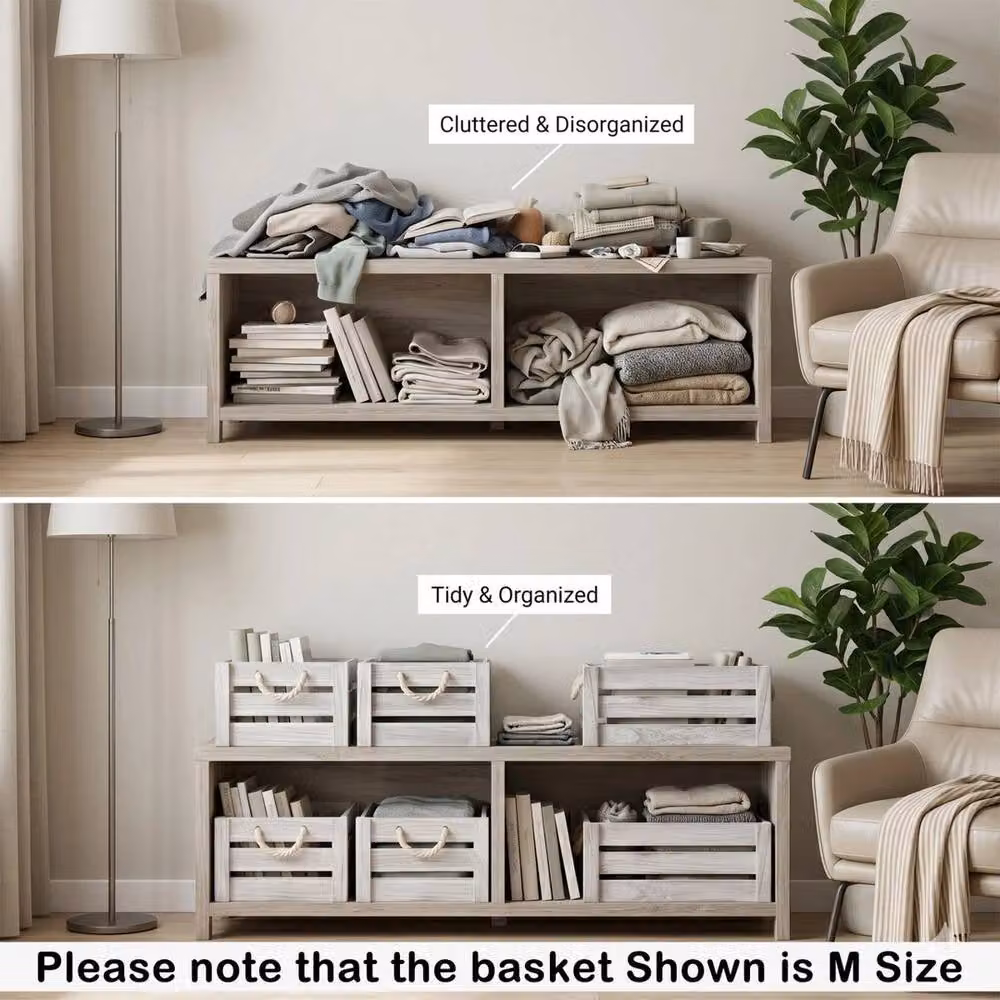 SPETLEK Wooden Slatted Crate Box with Handles in Light Grey – 3